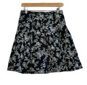 Rave Women's Y2K Black Knee Length Skirt Floral Print Stretch 9