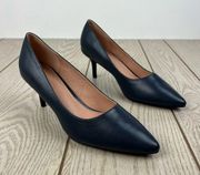 French Connection Kate Classic Pointy Toe Stiletto Pump 10 Navy Faux Leather $98