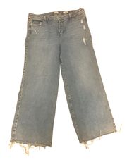 Plus Size 20W Wide-Leg Jeans Blue Light Wash Raw Hem