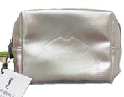 YSL Beauté Metallic Silver Cosmetic Pouch Bag