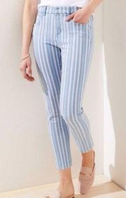 LOFT Modern Skinny Striped Blue Cropped Jeans NWT