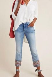 Anthropologie Driftwood Embroidered Ankle Boho Western Coastal Cowgirl Jeans 26