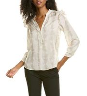 Brochu Walker Romare Popover Blouse in Lumina Combo Ivory Gray Large