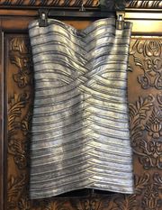 BCBG metallic silver bandaid mini cocktail dress S