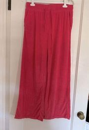 Z Supply Resort bright watermelon pink terrycloth wide leg pants NWOT L