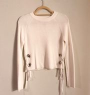 Forever 21 White Side Tie Sweater