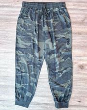 Splendid Women's Green Camoflouge Ankle Cuff Relaxed Jogger Pants Size XL