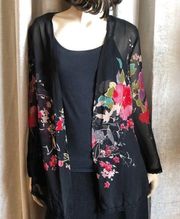 Jessica Simpson Cecile Gardenia Black Cardigan XS