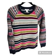 Tabitha Webb Wool blend (80/20) Fair Isle Crewneck Sweater Women's Sz S Colorful