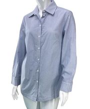 Ming Wang Womens Size S Button Front and Back Top Blue White Stripe Tunic Length