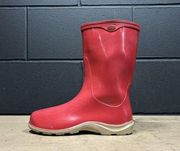 Sloggers Red Rubber Mid Calf Rain Muck Chore Boots Women’s Sz 8 USA