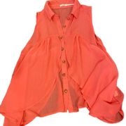 Poetry flowy ruffle top with tulip hem