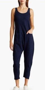 AG Adriana Goldsmith Abyl Sleeveless Crop Cotton Jumpsuit in Navy Blue Size S