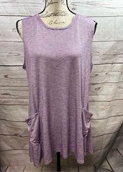 LOGO large purple and white striped long tank top with pockets - 2271