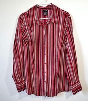 East 5th Red Metallic Striped Long Sleeve Button Up Shirt Women's Size 1X