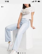 Tall high waisted dad jean in bleached wash