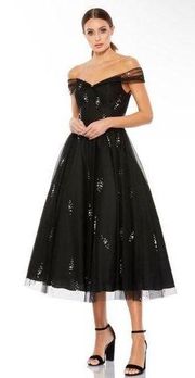 Mac Duggal 26498 Off The Shoulder Embellished Tulle Cocktail Dress Size 6 NWT