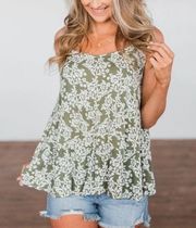 Stitch Fix Staccato olive floral babydoll tank size medium