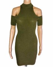 Glare cold shoulder ribbed knit dress