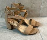 Circus by Sam Edelman Tan Suede Strappy Sandal Heels Women’s size 6.5