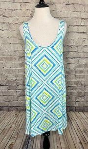 Southern Tide Diamond Square Green Blue Summer Dress Size‎ Small