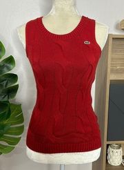 lacoste • crewneck cable knit sweater vest tennis preppy y2k