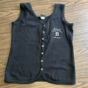 Small Button Down Cotton Black Vest Tank Top