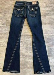 True Religion 27 Denim Jeans Joey Big T Western Back Flap Womens Cowgirl Flare