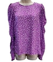 River Island puff sleeve blouse in purple spot print