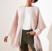 NWT Loft Cream Ivory Sweater Knit Tassel Fringe Wrap Poncho One Size