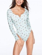 VS Pink Starbright Floral Long Sleeved Bodysuit