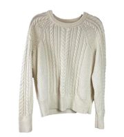 Gap  Crew Neck ivory frost cable knit sweater size L