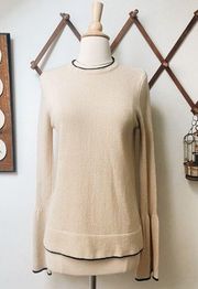 Bell Sleeve Knit Boho Sweater Cream Top Medium