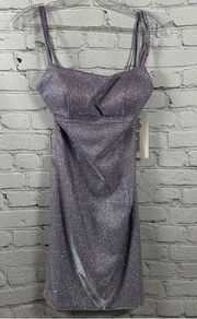 PromGirl Rated PG Backless Sparkly Short Prom Dress Metallic Purple 6 NWT