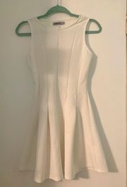 High Neck Pleated White Dress