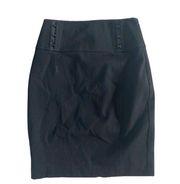 Size 00 Black High-Waisted Mini Pencil Skirt
