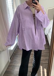 Oversized Corduroy Button Down-Lavender 