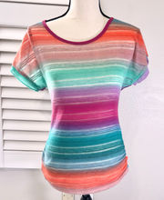 Love J Womens Shirt Size S Small Multicolor Short Sleeve Pullover Top Blouse