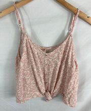 Mossimo Supply Co Pink floral Tie Bottom Crop Top Size Small