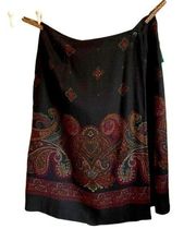 Hunt Club Black Paisley lined Wrap Skirt sz 8 NEW