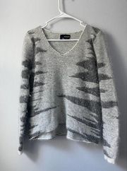 The Kooples Super Soft Fuzzy Angora Strip V Neck Sweater