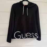 Black White Guess Y2K Style Spellout Hoodie