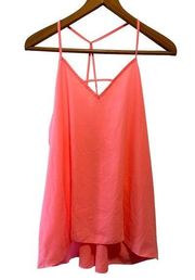 Dee Elly Neon Coral Spaghetti Strap Tank—Size XL