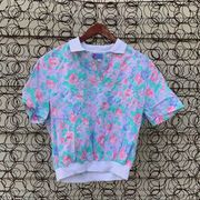 Polo Vintage David Peet pastel floral elastic waist  shirt