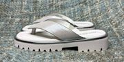 Donald Pliner Bloom Slip On Thong Platform Sandals in Silver