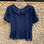 Forever 21 Navy Blue and White Peplum Top. Size Small. EUC!