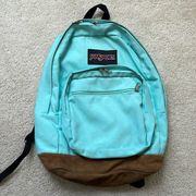 Jansport Leather Bottom Turquoise/Light Blue Campus Backpack