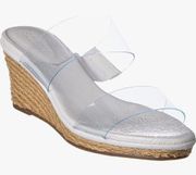 Schutz Arien Mid Wedge Jute Clear Vinyl Size 8.5 New with Tags