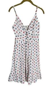 Jessica Simpson Polka Dot Red Blue Twist Bodice Sundress Patriotic Medium