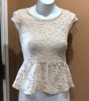 Finn & Clover sheer lace peplum top